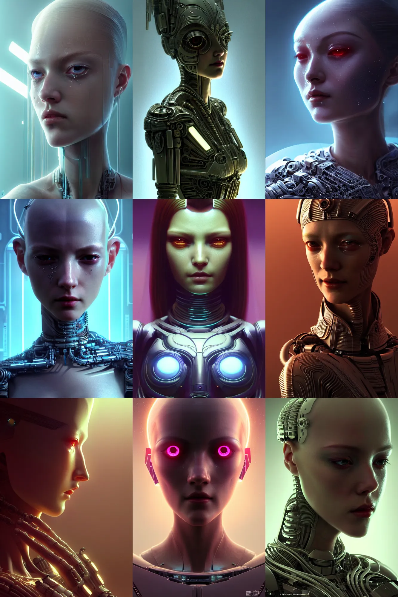 Prompt: beautiful crying female android! deity, ( mechanical ), intricate, elegant, super highly detailed, global illumination, digital painting, concept art, smooth, blade runner, sharp focus, photorealism, hd, 8 k, beautiful, cinematic, art by angus mckie and kuciara and moebius! and rutkowski and mucha and loish and wlop