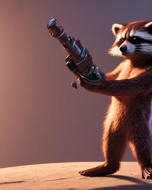 Image similar to rocket raccoon, octane render, 3d, cinematic, rim lighting, 8k, 4k