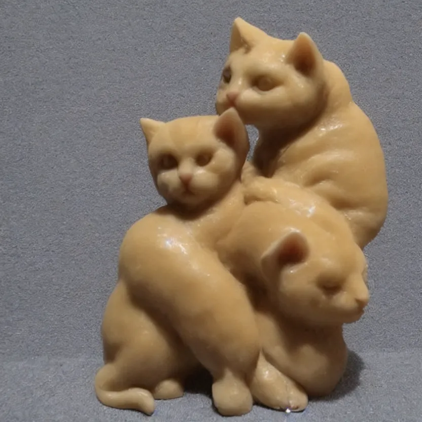 Image similar to a sculpture made from wax of a kitten.