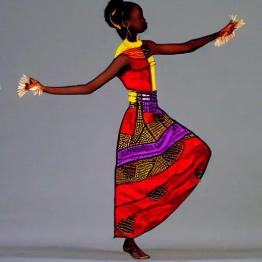 Image similar to african woman dancing, in the style of chiron duong