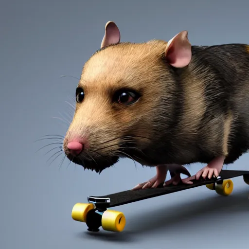 Image similar to [Half man half rat half dog on a skateboard, trending on artstation and unrealengine]