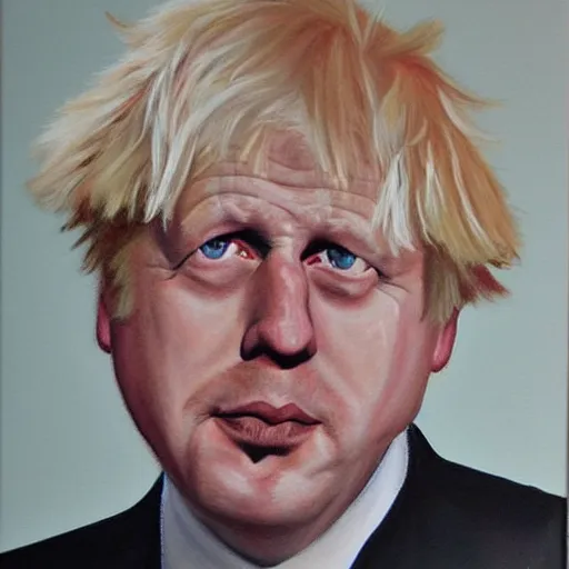 Prompt: beryl cook painting drawing of boris johnson