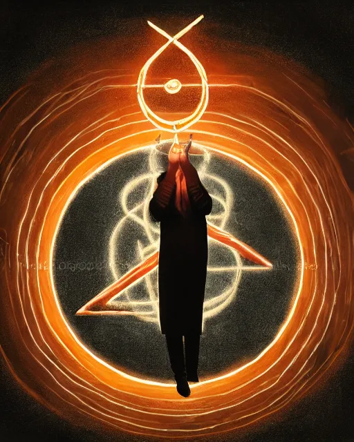 literati painting of mage reciting an incantation and Stable