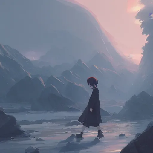 Image similar to depressing landscape, sadness, sorrow, emotional. cgsociety masterpiece, artstation trending, by rossdraws, ghibli, kimi no na wa, greg rutkowski, simon stalberg, greg manchess