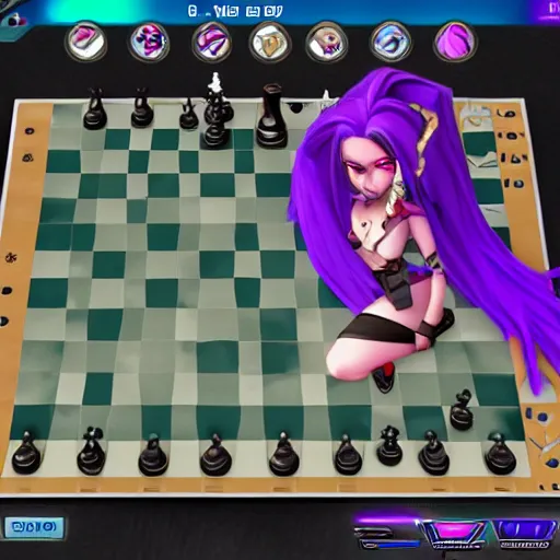 Prompt: Jinx (from league of legends) playing chess