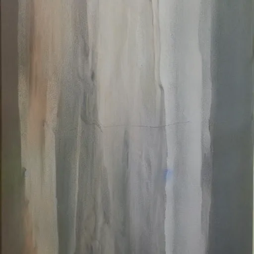 Prompt: abstract expressionist minimalist painting, interesting relationship within the composition, gestural lines, minimalism, white sketchbook style, paint on canvas, power washed texture, masterpiece, by secundino hernandez