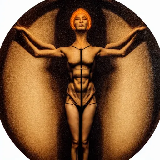 Prompt: vitruvian woman, 8 k, moody lighting, shallow depth of field