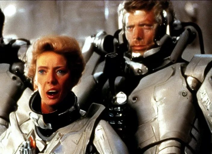 Prompt: still from a 1 9 8 0 s sci - fi movie directed by paul verhoeven and george miller - n 9