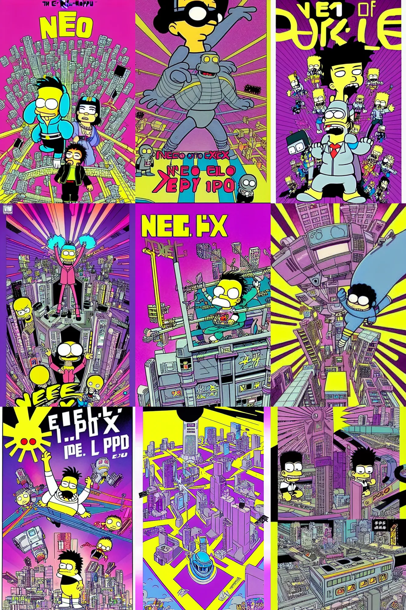 Prompt: neo tokyo is about to e. x. p. l. o. d. e.! by matt groening