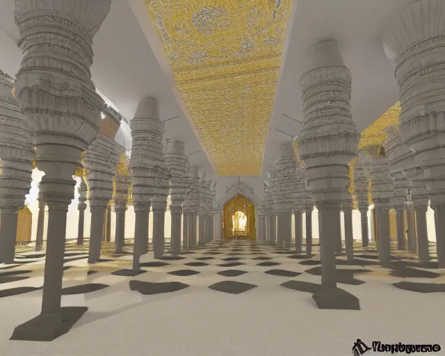 Image similar to 3D hindu temple mosque interior, quake level - H 360