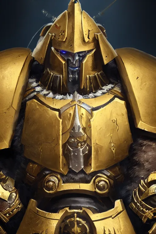 Image similar to armor portrait heros warhammer 4 0 k horus heresy fanart - the primarchs emperor by johannes helgeson animated with vfx concept artist & illustrator global illumination ray tracing hdr fanart arstation zbrush central hardmesh 8 k octane renderer comics stylized