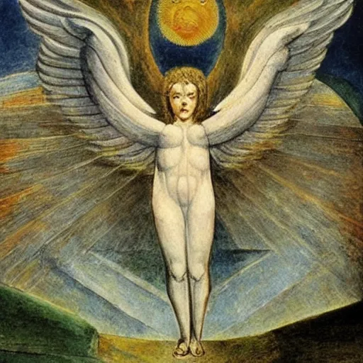 Prompt: terrifying biblical angel holding a duck, by jean deville, by william blake, oil on canvas