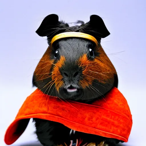 Prompt: a guinea pig wearing a samurai armour, in the style of anime