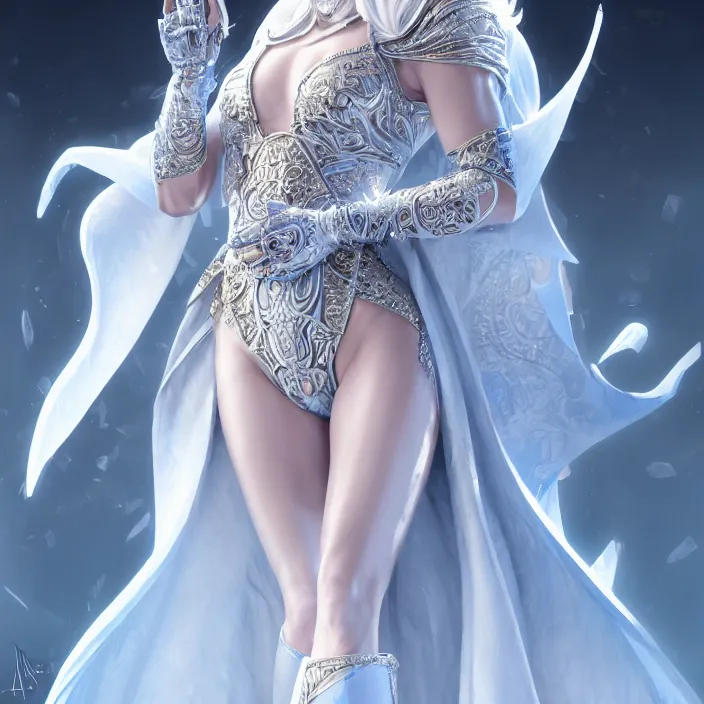 Prompt: beautiful ice queen in ornate robes, highly detailed, 8 k, hdr, award - winning, trending on artstation, clayton crain