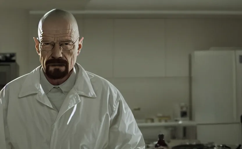 Prompt: walter white in'breaking bad'( 2 0 1 2 ), movie still frame, oscar nominated cinematography, volumetric lighting, 8 k resolution, beautiful composition