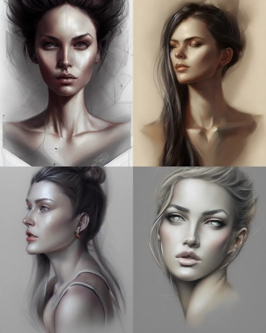 Prompt: a beautiful hyperrealistic female portrait in pencil from a photo, by Peter Mohrbacher, technical drawing, blueprint diagram, trending on artstation