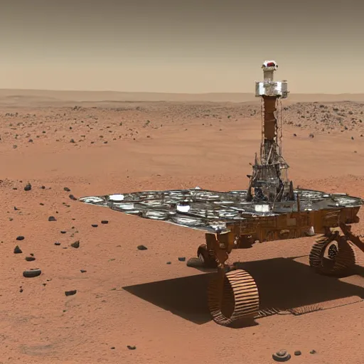 Prompt: a drilling rig on Mars, hyperrealistic details