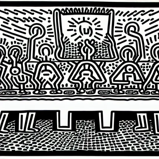 Image similar to The last supper, by Keith Haring