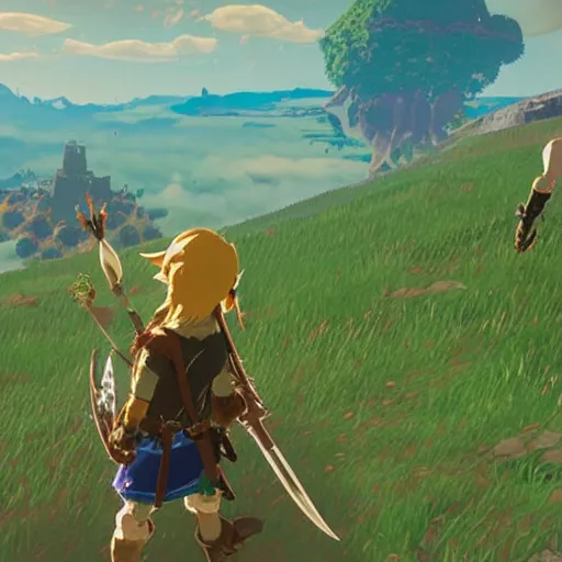 Image similar to genesis impact character meets link from zelda breath of the wild