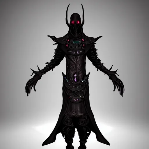 Prompt: photo of a cenobite lich illithid drow dark elf sorceror necromancer leather rendered in zbrush