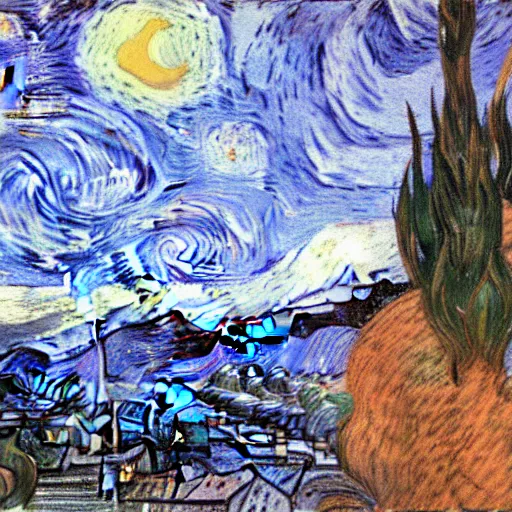 Image similar to go - pro view by vincent van gogh