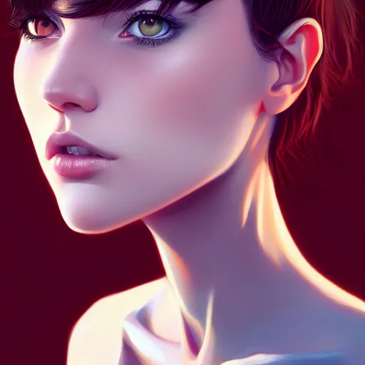 Image similar to a portrait of a beautiful model, art by ilya kuvshinov and wlop and artgerm and josan gonzalez, digital art, highly detailed, intricate, sharp focus, trending on artstation hq, deviantart, pinterest, unreal engine 5, 4 k uhd image