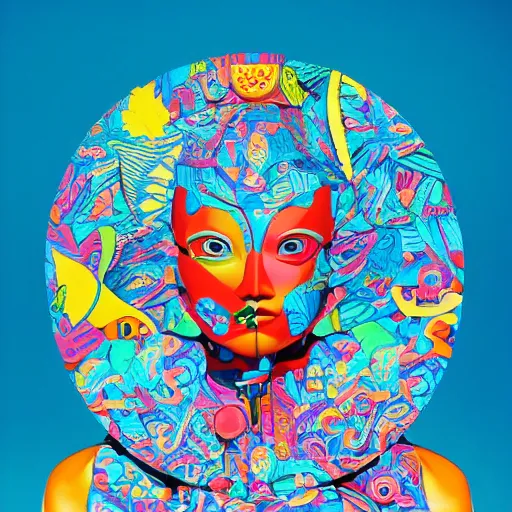 Image similar to modern sculpture visionary art color and shapes by tristan eaton and james jean, chiho aoshima color scheme