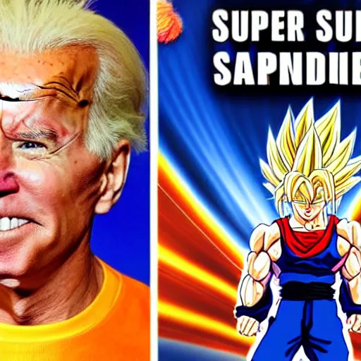 Image similar to joe biden as super saiyan goku