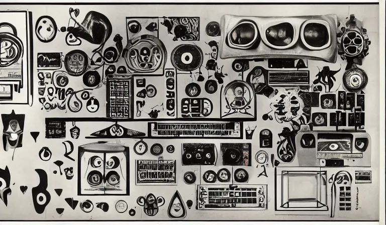 Prompt: GUI for a cursed program that summons the Howler Monkey Gods, futuristic, esoteric, by Nam June Paik, Man Ray, Charles Dellschau, Toshiko Okanoue