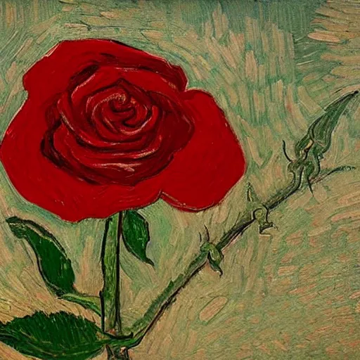 Image similar to red rose, van gogh style