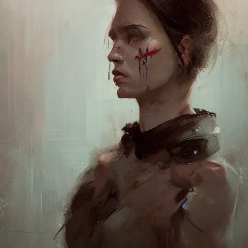 Prompt: an artistic painting of a woman with borderline personality disorder, by greg rutkowski, artstation