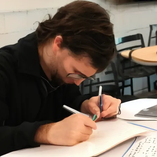 Image similar to a person taking notes from all the prompts