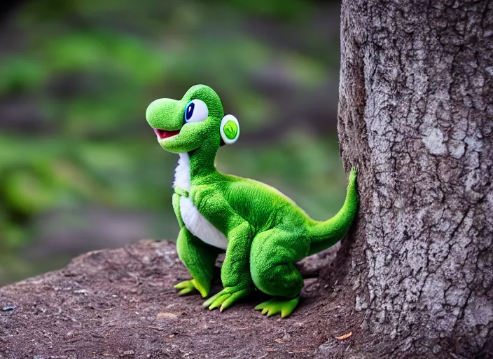 Image similar to wildlife photo of real life yoshi in the wild, 8 k, 8 5 mm f 5. 6