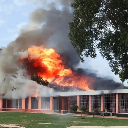 Prompt: school on fire