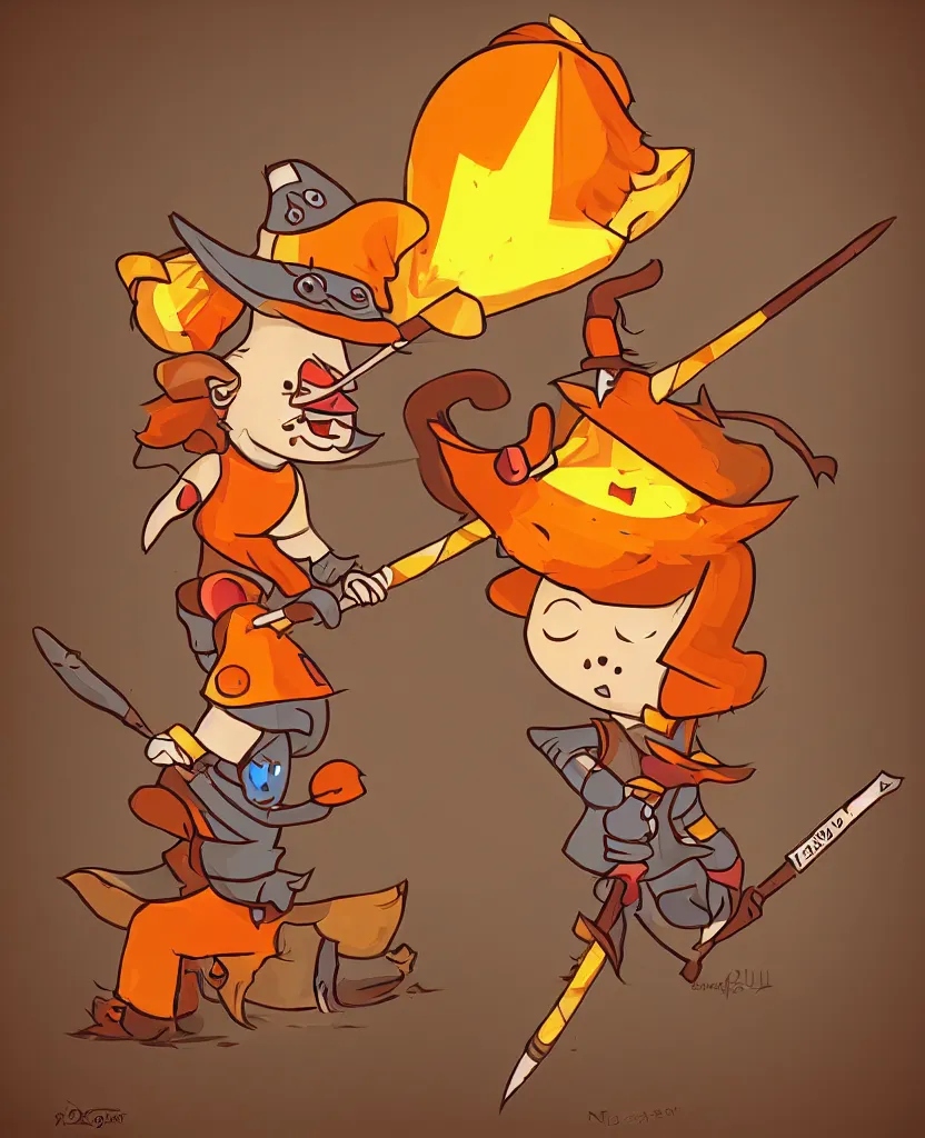 Prompt: a cartoon candy corn character holding a spear and wearing a hat, a character portrait by muggur, trending on deviantart, pop surrealism, 2 d game art, apocalypse art, by by joao artur da silva, tumblr contest winner, shock art