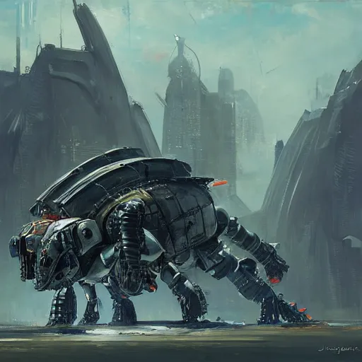 Prompt: giant armored ashigaru beetle mecha concept painting by jessica rossier, hr giger, john berkey