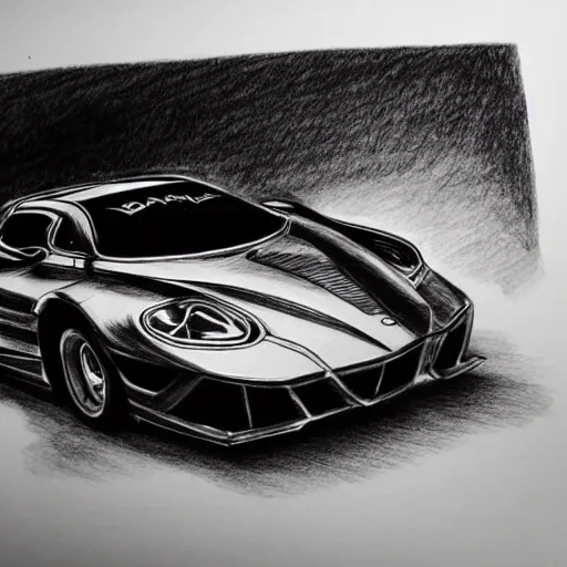 Image similar to ballpoint pen drawing of the batmobile