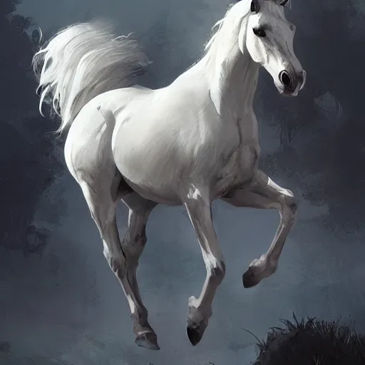 Image similar to a white horse The one who rode him carried arrows and a bow in his hand, and they gave him a crown, digital Art, Greg rutkowski Trending artstation