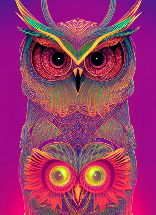 Image similar to symmetry!! product render poster vivid colors divine proportion owl, 神 圣, glowing fog intricate, elegant, highly detailed, digital painting, artstation, concept art, smooth, sharp focus, illustration,