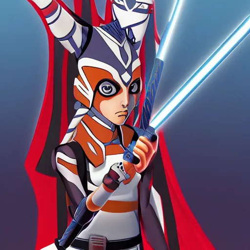 Prompt: ahsoka tano in the style of kohei horikoshi, manga cover