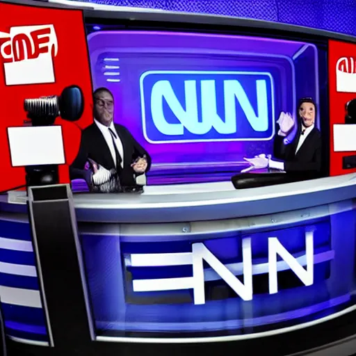 Image similar to the new alien with dapper style hosting on cnn prime time, studio photograph