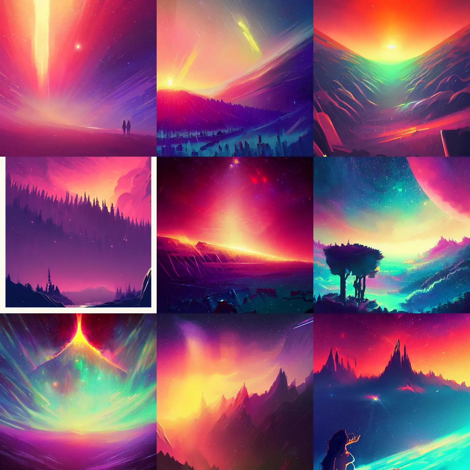 Prompt: sunset of the universe, galaxy, stars, nebula, godrays, high fantasy, magical, mythical, digital art, trending on artstation, by alena aenami, by petros afshar, by anton fadeev, by anato finnstark