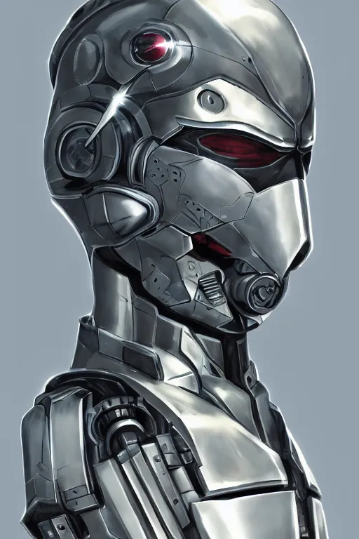 Image similar to cyber cyborg ninja mask helmet metal gear solid artic suit swat commando, global illumination ray tracing hdr fanart arstation by sung choi and eric pfeiffer and gabriel garza and casper konefal, a spectacular view cinematic rays of sunlight comic book illustration, by john kirby