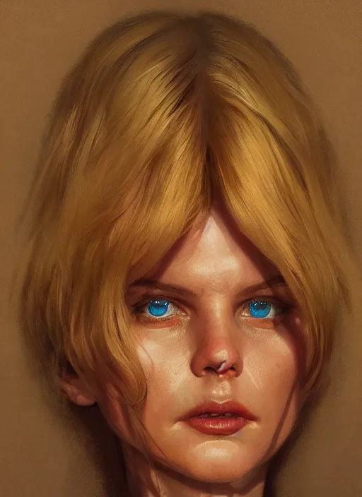 Image similar to portrait from The Brood (1979), highly detailed, centered, solid color background, digital painting, artstation, concept art, smooth, sharp focus, illustration, donato giancola, Joseph Christian Leyendecker, Les Edwards, Ed Repka, WLOP, Artgerm