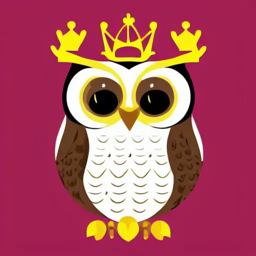 Image similar to owl princess with crown, style of emoji, vector art, white background, no watermark