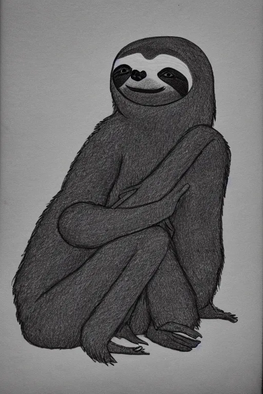 Image similar to sloth stoned af, noir animation, drawing, contrast shadows