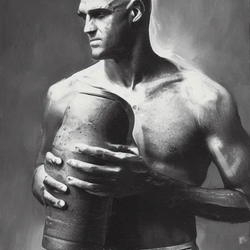 Prompt: an impasto oil painting from the 1 9 3 0 s of kelly slater!! holding a class of water, 5 0 mm black and white photography, high detail, 4 k resolution