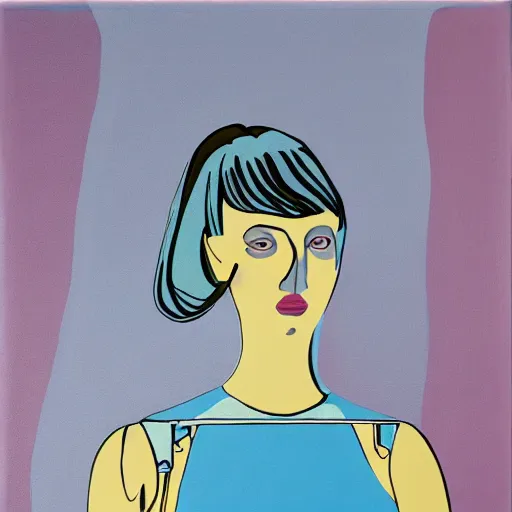 Prompt: painting of cute girl, full stature, in style of patrick caulfield, photorealistic