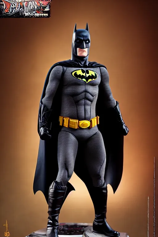 Prompt: painting of batman 1 2 inch action figurine hot toys'sideshow in the style of leonardo da vinci