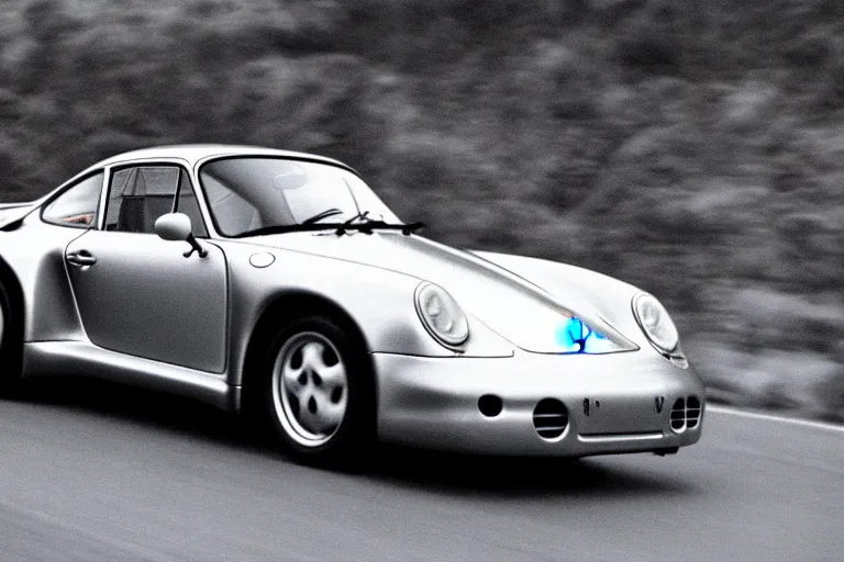 Image similar to Porsche 959 movie still, speed, cinematic Eastman 5384 film